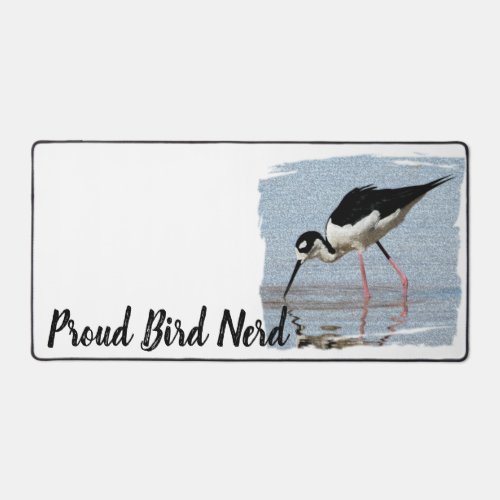 Proud Bird Nerd Black White Coast Beach Birder Desk Mat