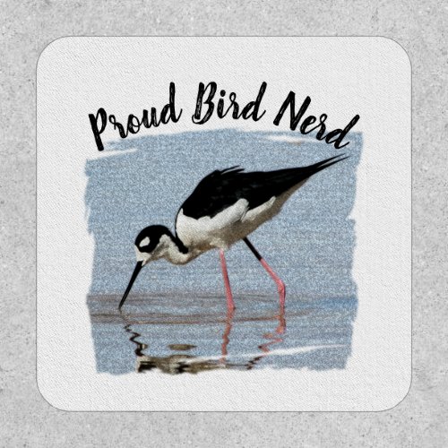 Proud Bird Nerd Black White Coast Beach Birder Patch
