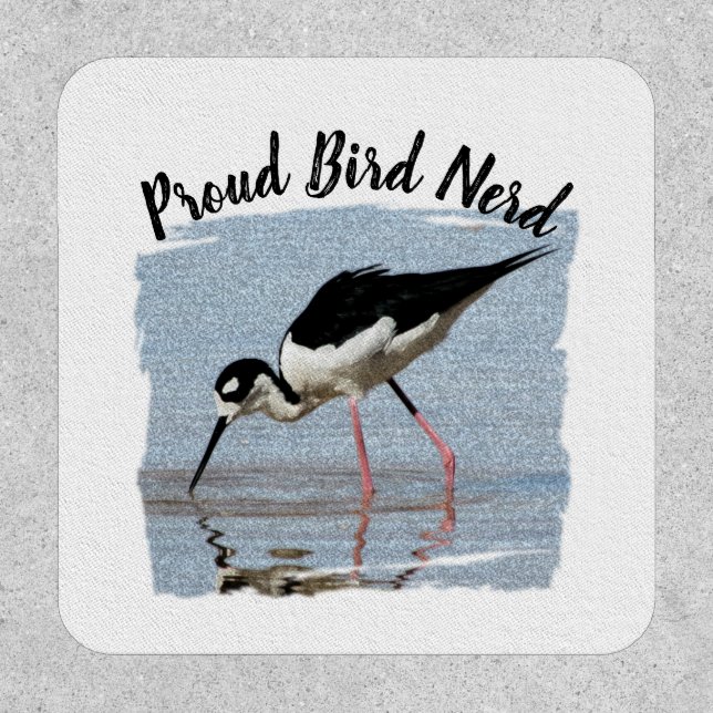 Proud Bird Nerd Black White Coast Beach Birder Patch (Front)