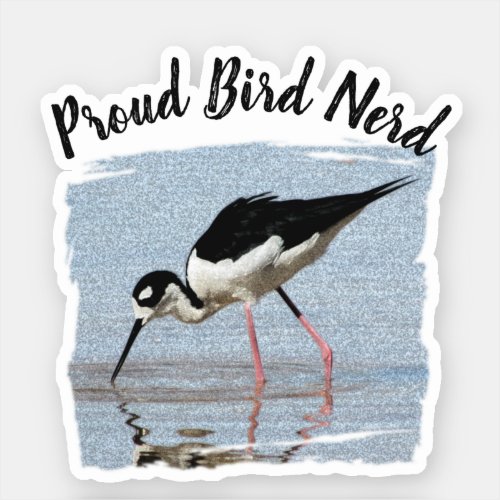 Proud Bird Nerd Black White Coastal Wader Birder Sticker