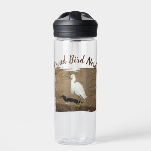 Proud Bird Nerd Elegant White Egret Hobby Birder Water Bottle