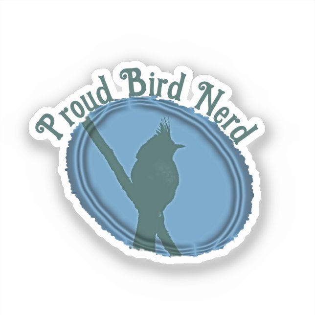 Proud Bird Nerd Silhouette Blue Gray Birder Sticker (Front)