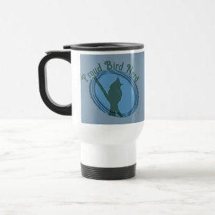 Proud Bird Nerd Silhouette Blue Gray Birder Travel Mug
