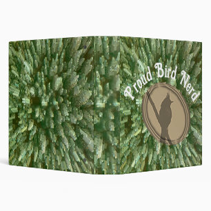 Proud Bird Nerd Silhouette Brown Green Birder 3 Ring Binder