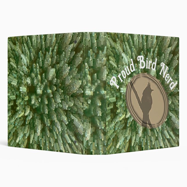 Proud Bird Nerd Silhouette Brown Green Birder 3 Ring Binder (Background)