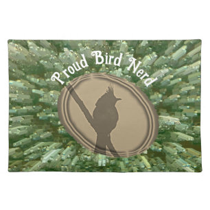 Proud Bird Nerd Silhouette Brown Green Birder Cloth Placemat