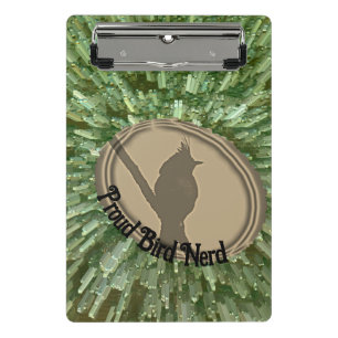Proud Bird Nerd Silhouette Brown Green Birder Mini Clipboard