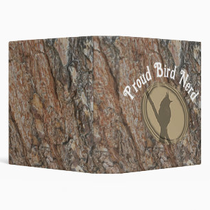 Proud Bird Nerd Silhouette Brown Rustic Birder 3 Ring Binder