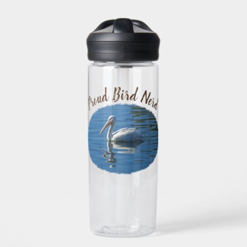 Proud Bird Nerd White Pelican Hobby Birdwatcher Water Bottle
