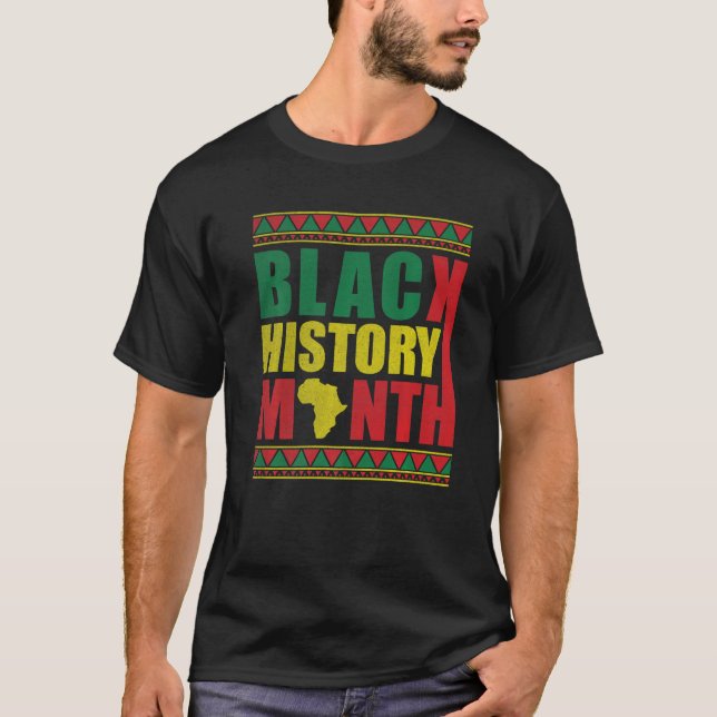Proud Black African American Melanin Pride Black H T-Shirt (Front)