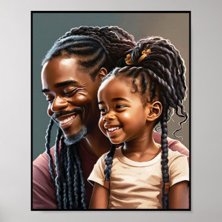 Proud Black Father and Daughter Smiling Poster