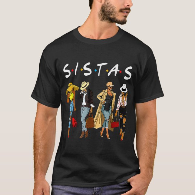 Proud Black Sistas Queen Melanin Afro African Amer T-Shirt (Front)
