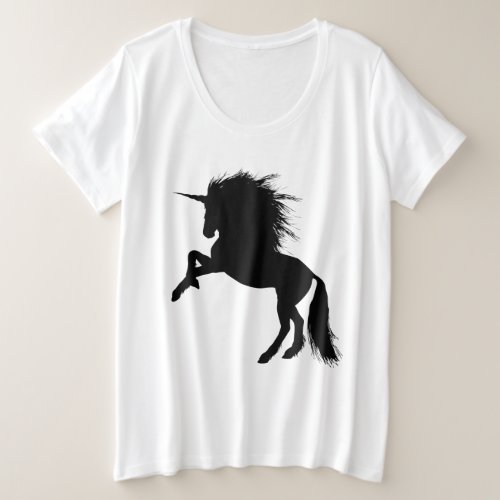 Proud Black Unicorn Silhouette Fantasy Animal ZKA Plus Size T_Shirt