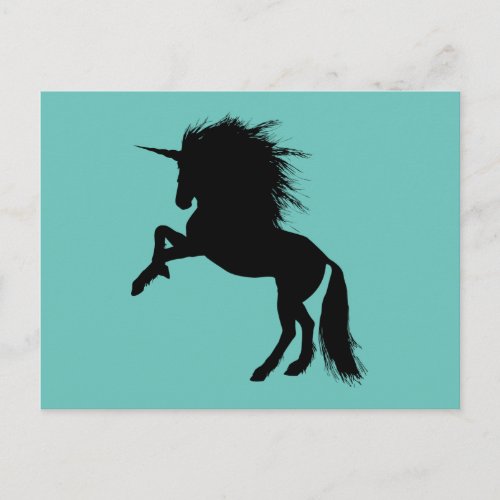 Proud Black Unicorn Silhouette Fantasy Animal ZKA Postcard