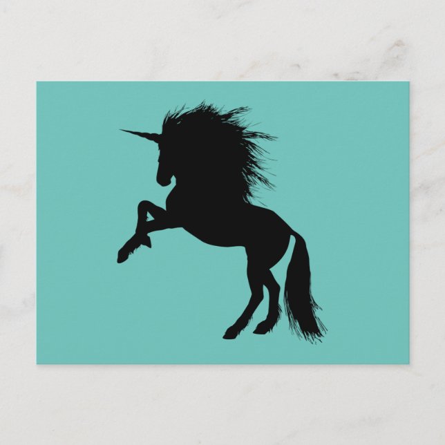 Proud Black Unicorn Silhouette Fantasy Animal, ZKA Postcard (Front)