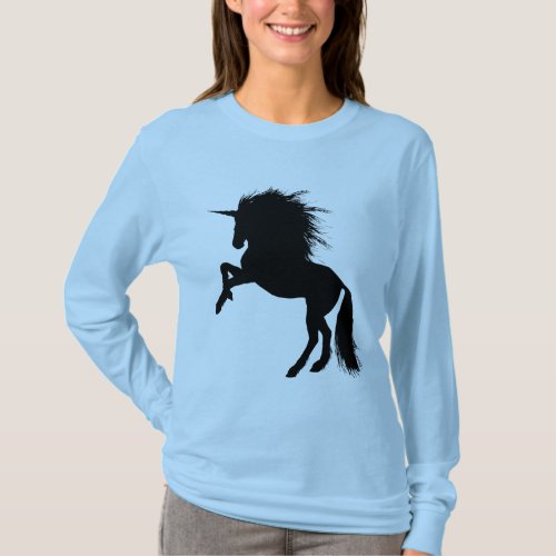 Proud Black Unicorn Silhouette Fantasy Animal ZKA T_Shirt