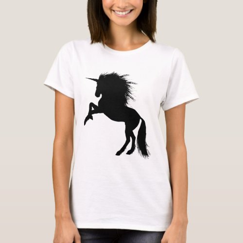 Proud Black Unicorn Silhouette Fantasy Animal ZKA T_Shirt