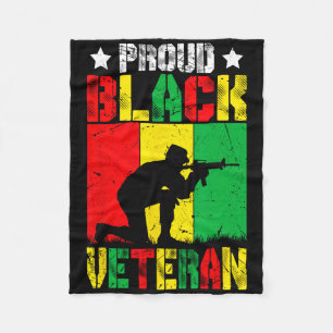 Proud Black Veteran Melanin African American Histo Fleece Blanket