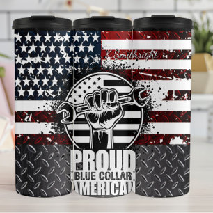 Proud Blue Collar American Patriot Thermal Tumbler