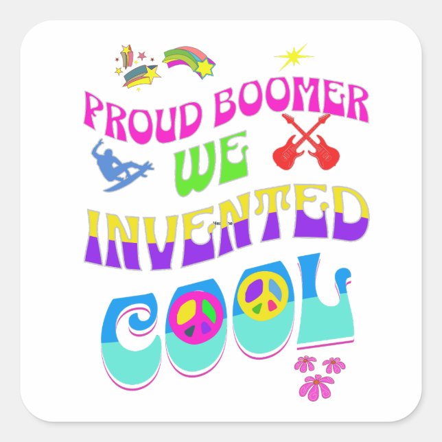 Proud Boomer 60's Vibe - White Square Sticker (Front)