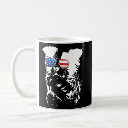 Proud Border Collie American Flag Sunglasses Gift  Coffee Mug