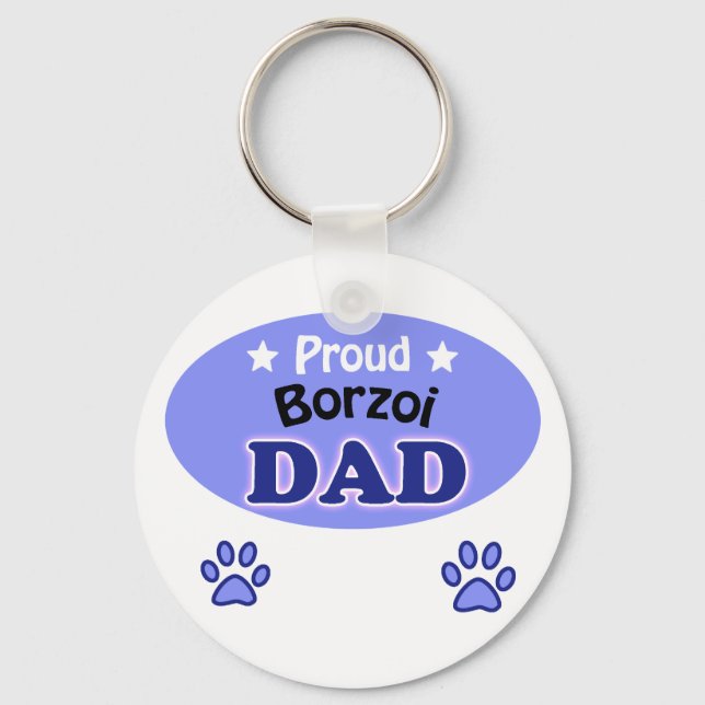 Proud Borzoi Dad Keychain (Front)
