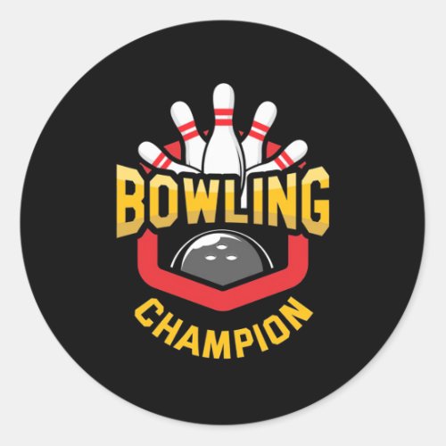 Proud Bowling Champion Classic Round Sticker