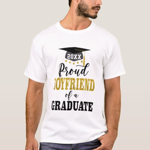 Proud Boyfriend of a 2024 Graduate Gold Black T_Shirt