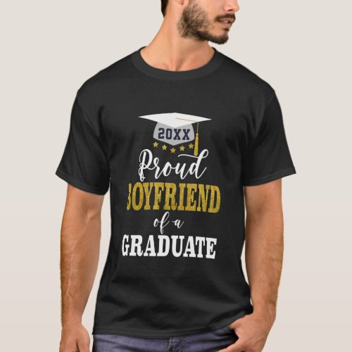 Proud Boyfriend of a 2024 Graduate Gold White T_Shirt