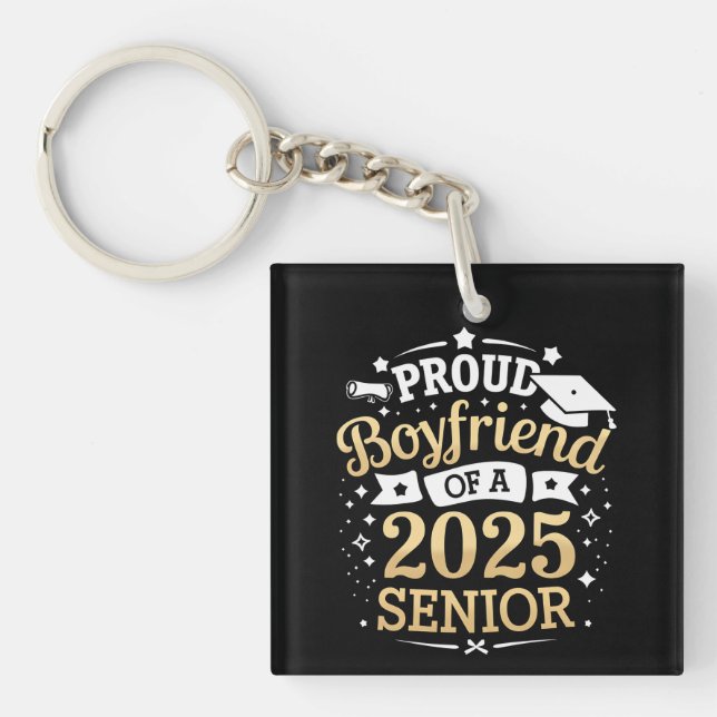 Proud Boyfriend Of A 2025 Graduate Graduation Keychain (Front)