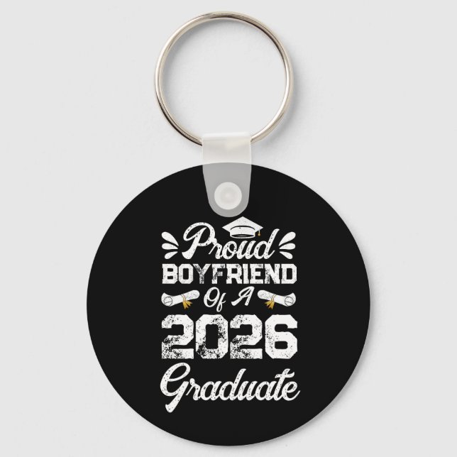 Proud Boyfriend of A Class 2026 Graduation Grad Keychain (Front)