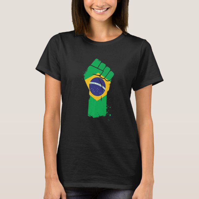 Proud Brazilian Brazil Flag T-Shirt (Front)