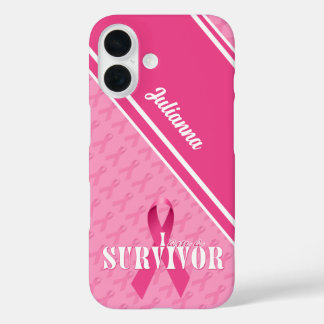 Proud Breast Cancer Survivor Pink Ribbon iPhone 16 Case