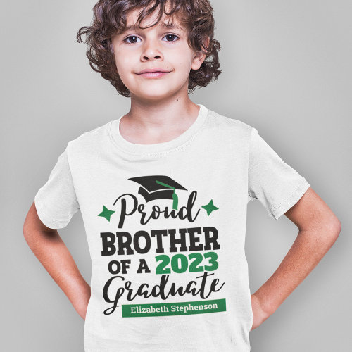 Proud Brother 2022 graduate black green name T_Shirt