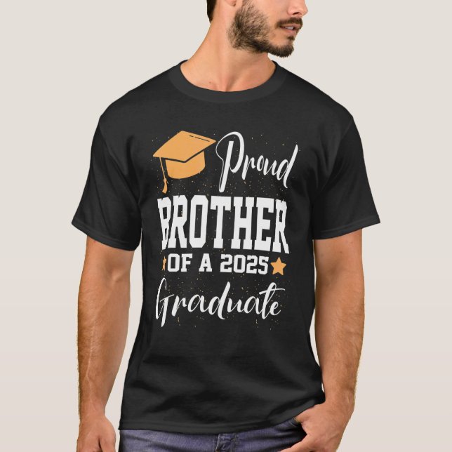 Proud Brother A Class Of 2025 Graduate Dinosaur Gr T-Shirt (Front)