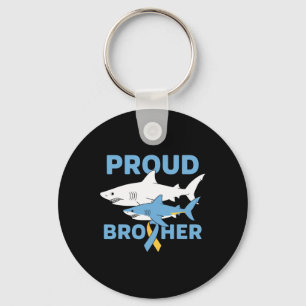Proud Brother Autism Awareness Shark Support Ribbo Keychain