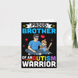 Proud brother autism awareness warrior support for card