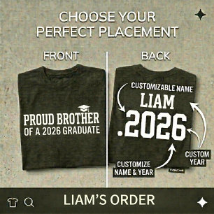 PROUD BROTHER Class of 2026 Personalized Graduatio T-Shirt