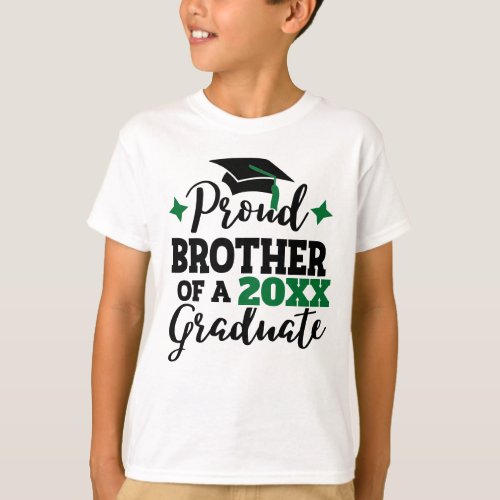 Proud Brother of 2022 graduate black green tassel T_Shirt
