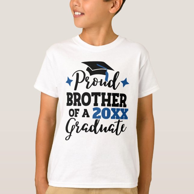 Proud Brother of a 2023 graduate black blue cap T-Shirt (Front)