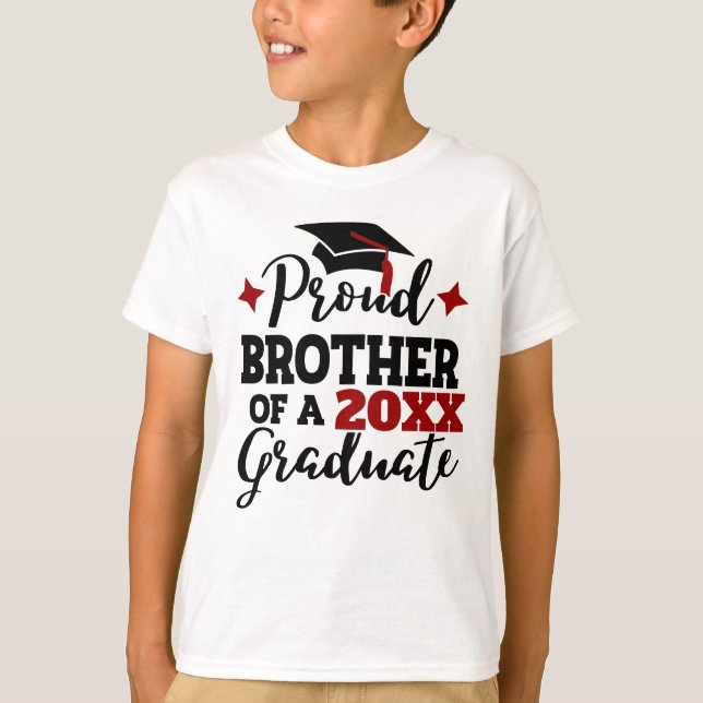 Proud Brother of a 2023 graduate black red cap T-Shirt (Front)