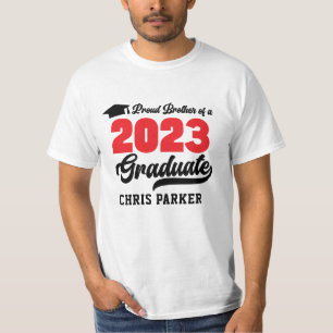 Proud Brother of a 2023 Graduate Modern Red Script T-Shirt