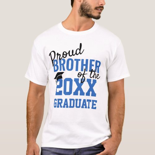 Proud BROTHER of a 2024  Graduate Blue White T_Shirt