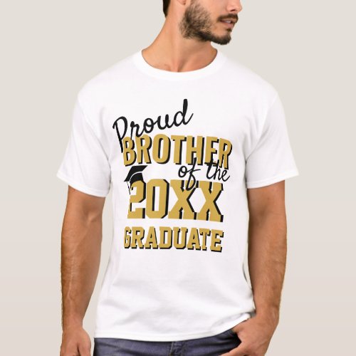 Proud BROTHER of a 2024 Graduate Golden Black T_Shirt