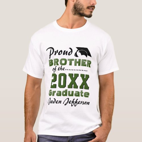 Proud BROTHER of a 2024 Graduate Green Black T_Shirt