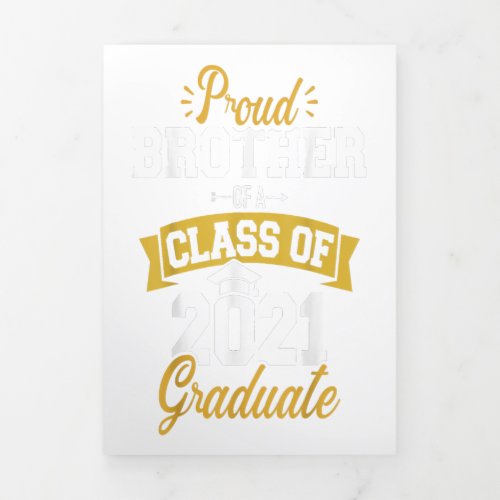 Proud Brother Of A Class Of 2021 Graduate Gift Tri_Fold Announcement
