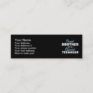 Proud brother of a teenager 13th birthday mini business card