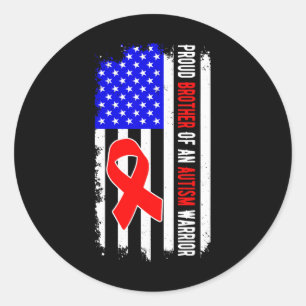 Proud Brother Of An Autism Warrior April Awareness Classic Round Sticker