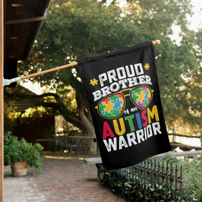 Proud Brother Of An Autism Warrior Family House Flag (In SItu)