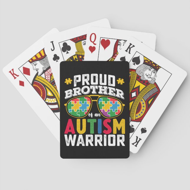 Proud Brother Of An Autism Warrior Family Poker Cards (Back)